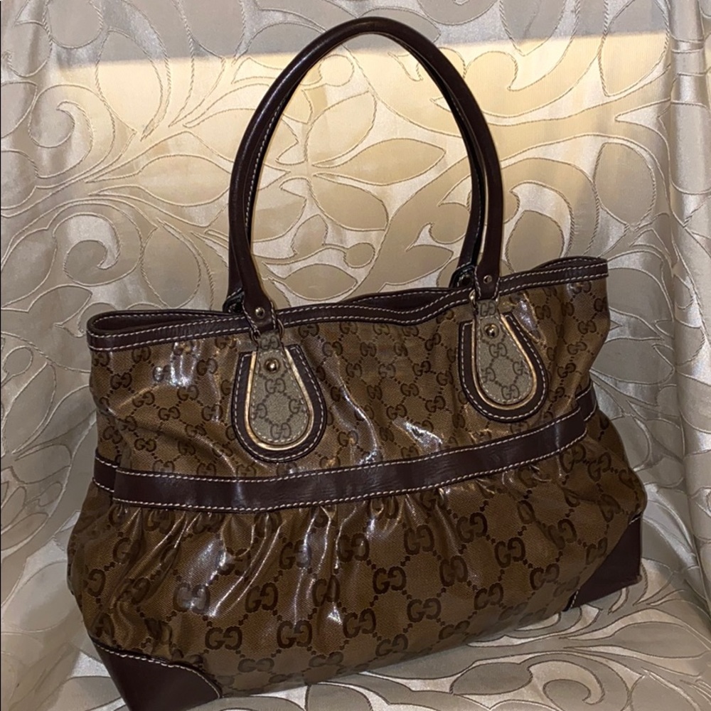 Gucci Vinyl Leather Hobo Bag, GG XLarge Bag
